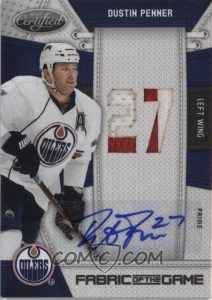 Fabric of the Game Jersey Number Auto Dustin Penner Fabric of the Game Jersey Number Auto Dustin Penner