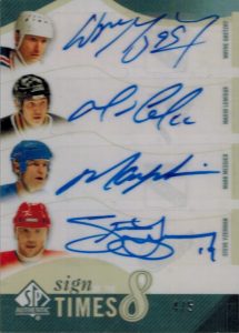 Sign of the Times Eights Front Wayne Gretzky, Mario lemieux, Mark Messier, Steve Yzerman