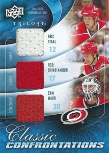 Classic Confrontations Front Eric Staal, Rod Brind'Amour, Cam Ward