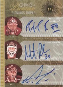 Premier Signings Triple Gold Patrick Roy, Martin Brodeur, Steve Mason
