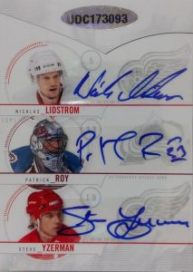 Sign of the Times Sevens Back Nicklas Lidstrom, Patrick Roy, Steve Yzerman