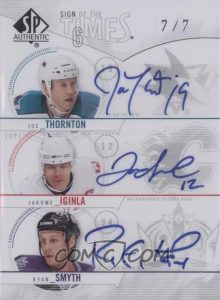 Sign of the Times Six Front Joe Thornton, Jarome Iginla, Ryan Smith