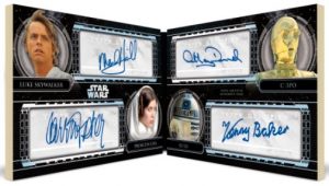 Quad Auto Mark Hamill, Carrie Fischer, Anthony Daniels, Johnny Baker