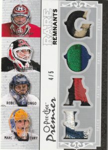 Rare Remnants 4 Player Patch Patrick Roy, Martin Brodeur, Roberto Luongo, Marc-Andre Fleury