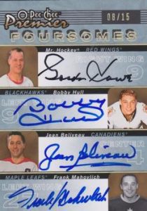 Foursome Signatures Gordie Howe, Bobby Hull, Jean Beliveau, Frank Mahovlich
