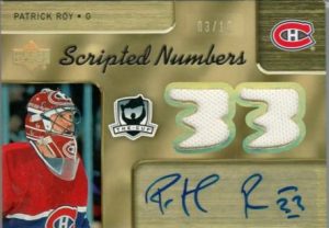Scripted Numbers Dual Front Patrick Roy