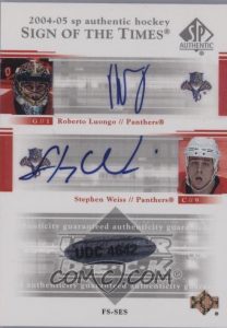 Sign of the Times Fives Back Roberto Luongo, Stephen Weiss