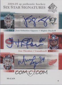 Star Six Signatures Back JS Giguere, Jose Theodore, Manny Legace