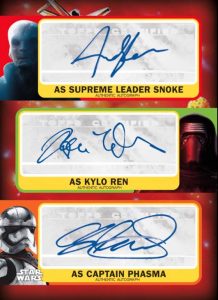 Triple Autographs Snoke, Kylo Ren, Captain Phasma