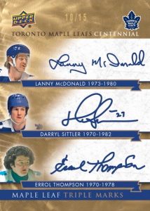 Maple Leafs Marks Triple Lanny McDonald, Darryl Sittler, Errol Thompson