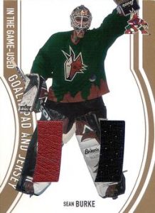 Game-Used Goalie Pad and Jersey Gold Sean Burke