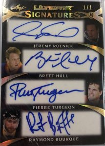 Ultimate Signatures 8 Front Jeremy Roenick, Brett Hull, Pierre Turgeon, Ray Bourque