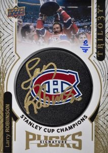 Stanley Cup Champions Signature Puck Logo Larry Robinson