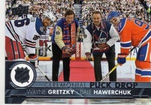 Ceremonial Puck Drop Wayne Gretzky, Dale Hawerchuk
