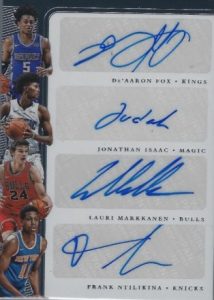 Quad Rookie Auto De'Aaron Fox, Jonathan Isaac, Lauri Markkanen, Frank Ntilikina