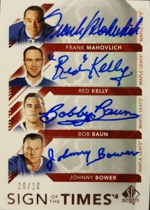 Sign of the Times 4 Frank Mahovlich, Red Kelly, Bob Baun, Johnny Bower