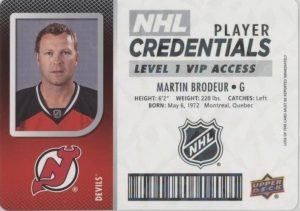 NHL Player Credentials Level 1 VIP Access Martin Brodeur