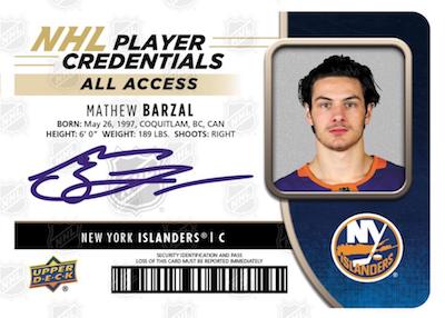 NHL Player Credentials Auto Mathew Barzal