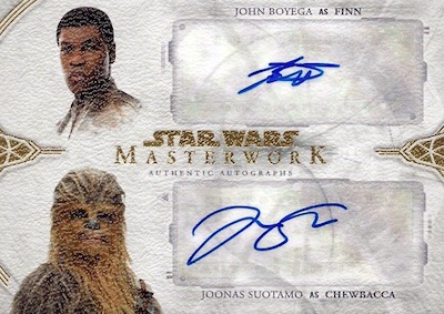 Dual Auto John Boyega as Finn & Joonas Suotamo as Chewbacca