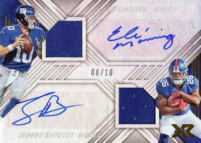 Dual Auto Swatch Eli Manning, Saquon Barkley
