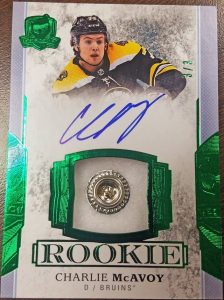 Base Green Foil Button Auto Charlie McAvoy
