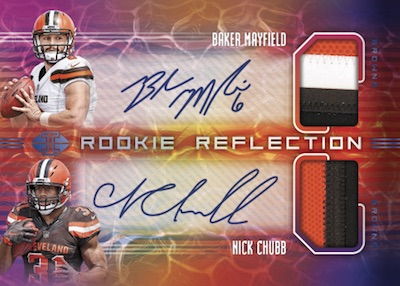 Rookie Reflections Dual Patch Auto Baker Mayfield, Nick Chubb