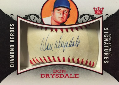 Diamond Heroes Signed Baseball Cut Signature Sketch Don Drysdale