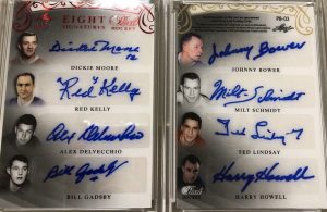 Pearl 8 Signatures Dickie Moore, Red Kelly, Alex Delvecchio, Bill Gadsby, Johnny Bower, Milt Schmidt, Ted Lindsay, Harry Howell
