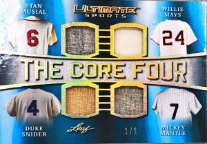 The Core 4 Relics Stan Musial, Willie Mays, Duke Snyder, Mickey Mantle