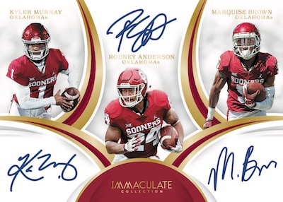 Immaculate Trios Auto Kyler Murray, Marquise Brown, Rodney Anderson MOCK UP