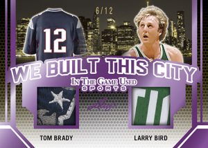 We Built This City Dual Relics Tom Brady, Larry Bird MOCK UP