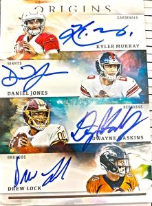 Quad Rookie Auto Kyler Murray, Daniel Jones, Dwayne Haskins, Drew Lock Quad Rookie Auto Kyler Murray, Daniel Jones, Dwayne Haskins, Drew Lock