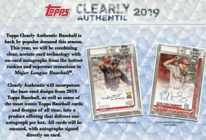 2019 Topps Clearly Authentic Baseball