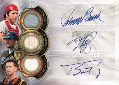 150 Years of Professional Baseball Triple Auto Mike Piazza, Buster Posey, Johnny Bench