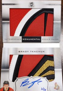 Auto Monumental Rookie Patch Booklet Brady Tkachuk