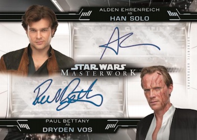 Dual Auto Alden Ehrenreich as Han Solo, Paul Bettany as Dryden Vos