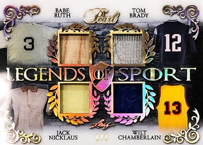 Legends of Sport 4 Relics Babe Ruth, Tom Brady, Jack Nicklaus, Wilt Chamberlain