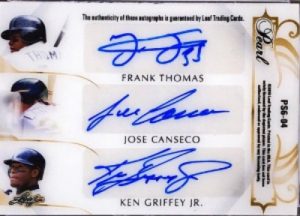 Pearl Signatures 6 Back Frank Thomas, Jose Canseco, Ken Griffey Jr