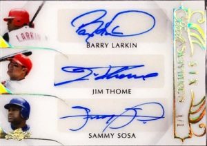 Pearl Signatures 6 Front Barry Larkin, Jim Thome, Sammy Sosa
