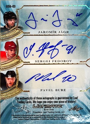 Ultimate Signatures 6 Back Jaromir Jagr, Sergei Fedorov, Pavel Bure