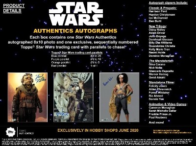 2020 Topps Star Wars Authentics Autographs 8x10