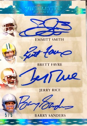 Superlative Signatures 4 Emmitt Smith, Brett Favre, Jerry Rice, Barry Sanders