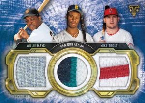 Historic Ties Triple Relics Willie Mays, Ken Griffey Jr, Mike Trout MOCK UP
