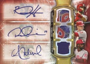 Touch 'Em All Three Player Auto Relic Andrew McCutchen, Bryce Harper, Rhys Hoskins MOCK UP