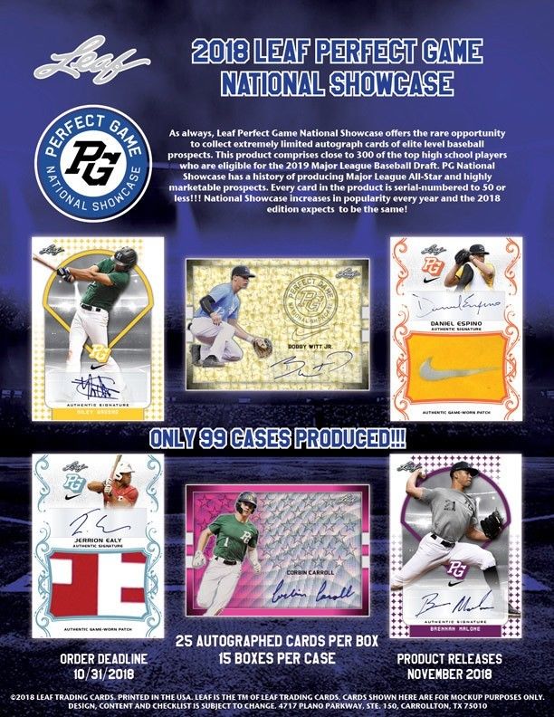 2018 Leaf Perfect Game National Showcase Baseball