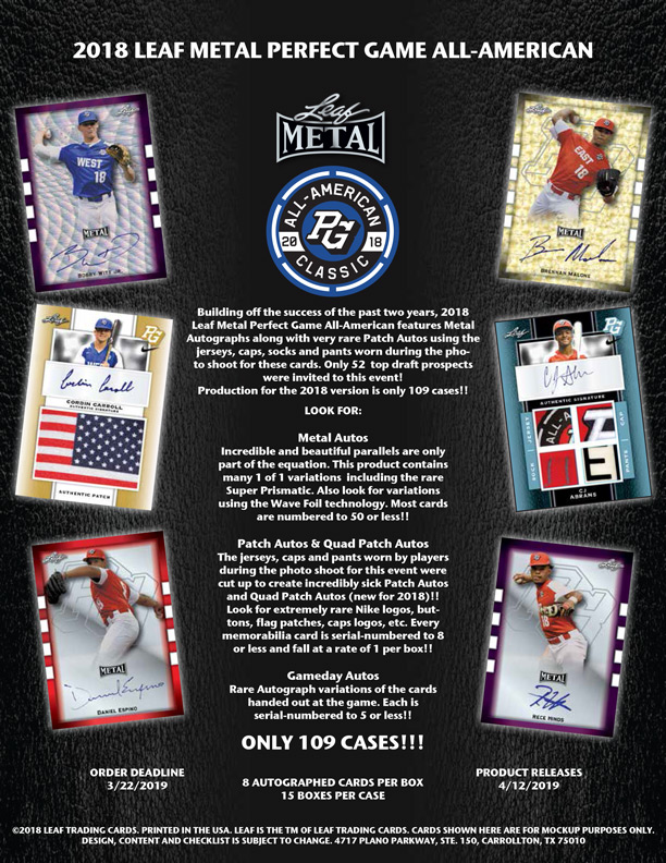 2018 Leaf Metal Perfect Game All-American Baseball