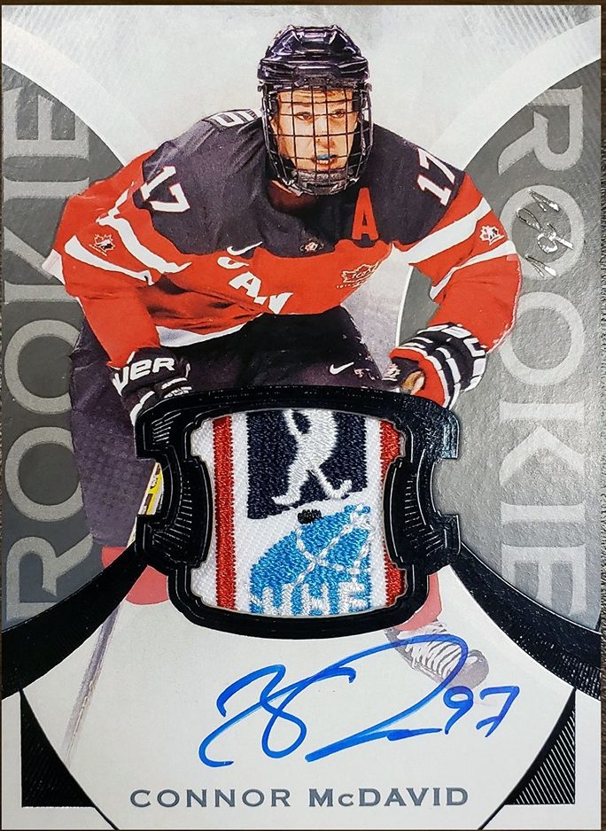 18-19 Upper Deck The Cup Team Canada Juniors Rookie Tribute Auto Patch Connor McDavid