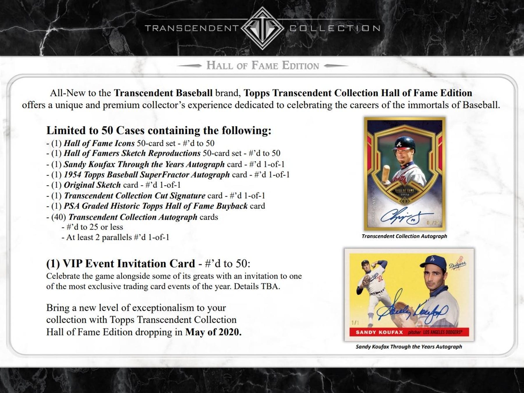 2020 Topps Transcendent Collection Hall of Fame Baseball