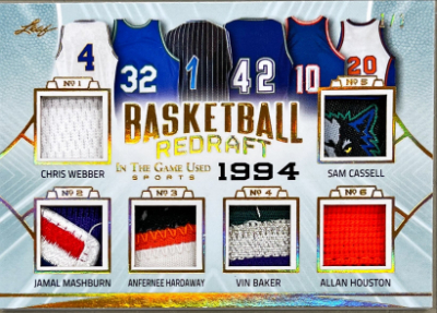 Basketball Redraft Relics Gold Chris Weber, Jamal Mashburn, Anfernee Hardaway, Vin Baker, Allan Houston, Sam Cassell