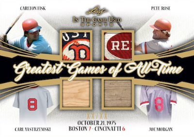 Greatest Games of All Time Relics Carlton Fisk, Pete Rose, Carl Yastremski, Joe Morgan MOCK UP